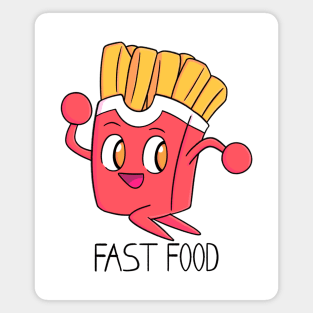 French fries running, funny design with phrase "Fast food" Magnet